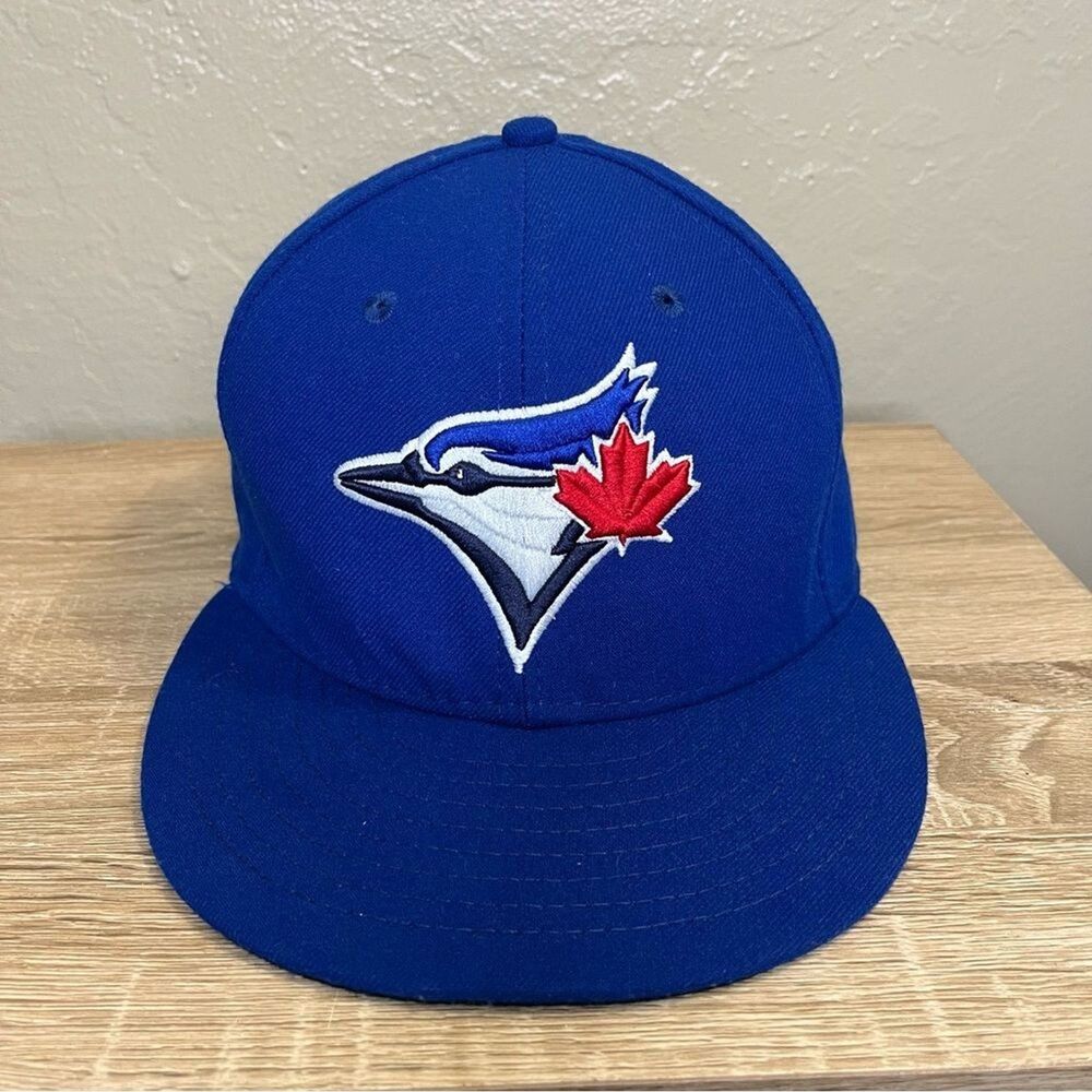 Toronto Blue Jays Hat Cap Fitted Mens 7 1/2 Blue MLB Baseball New Era 59FIFTY